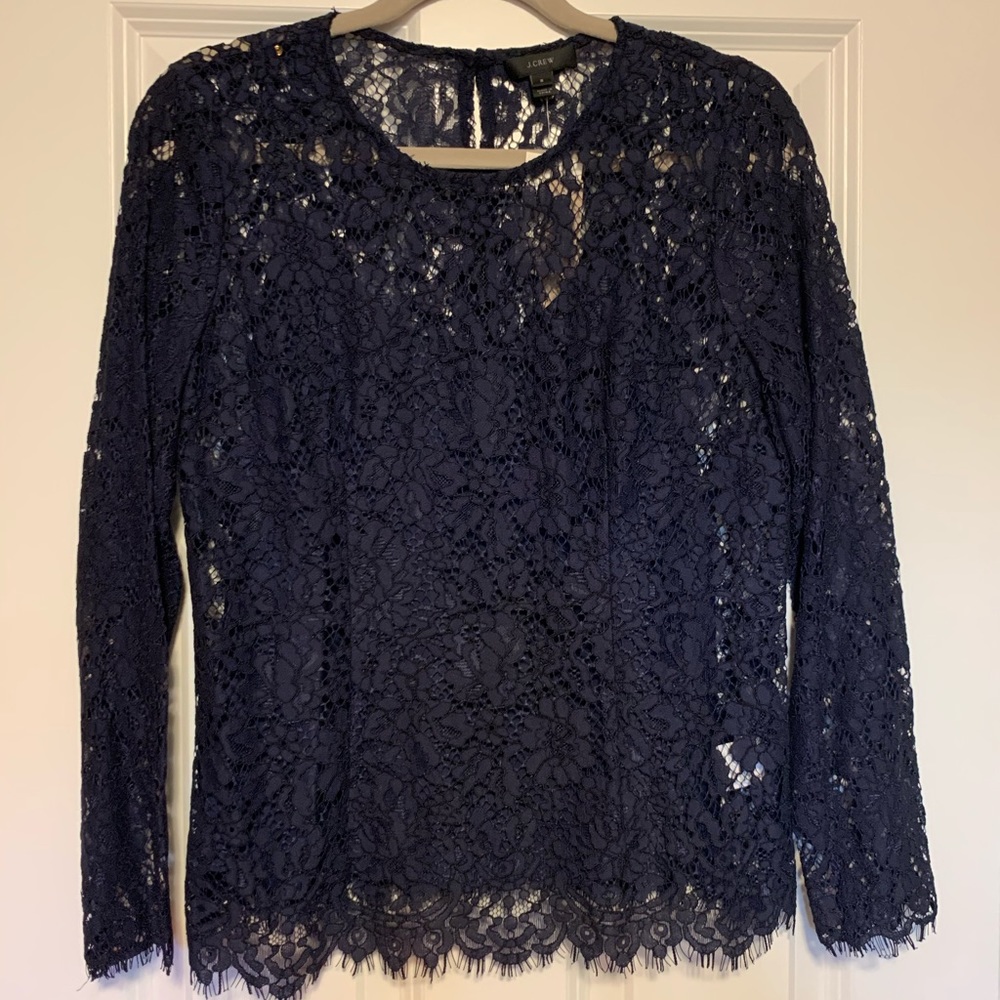 JCrew navy blue lace top